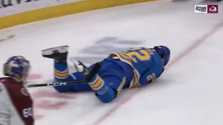 Logan Brown Falls Face First To The Ice After Taking Hit From Andreas Englund