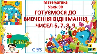 Математика 1 клас Урок 90 ГОТУЄМОСЯ ДО ВИВЧЕННЯ ВІДНІМАННЯ ЧИСЕЛ 6, 7, 8, 9