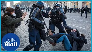 Violence in Paris: Police in Paris use tear gas on freedom convoy in the city