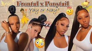 Sleek Long Frontal x Ponytail!🙈High Pony W/Silky Straight Weave | #ULAHAIR Review