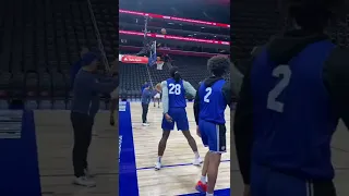 Putting in work: Cade Cunningham and Isaiah Stewart at Pistons shootaround knocking down threes 🔥