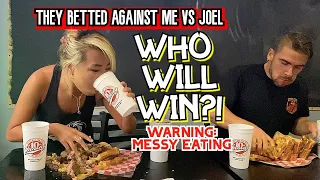 THEY BET AGAINST ME VS JOEL?! “Show-Stopper” Burger Challenge!!! #RainaisCrazy MESSY EATING