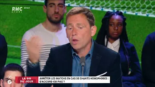 "Les Grandes Gueules" de RMC: faut-il arrêter les matchs de foot en cas d'insulte homophobe?