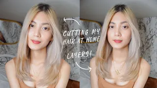CUTTING MY HAIR AT HOME & HOW I STYLE IT (LAYERS & BLUNT HAIRCUT) 💇🏼‍♀️