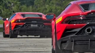 Lamborghini Huracan EVO VS URUS Best of Lamborghini SOUNDS Insane Accelerations Onboard Racing