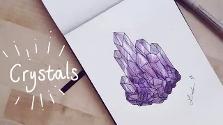 HOW TO DRAW CRYSTALS | simple and relaxing drawing