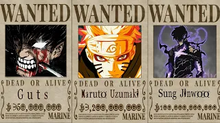 Anime Characters Bounties in One Piece