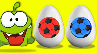 Novos vídeos educativos para crianças | Vamos pintar uma bola com om nom soccer red