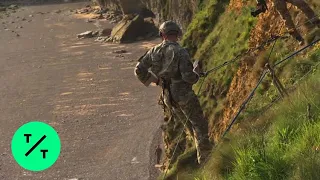 U.S. Army Rangers Reenact D-Day Cliff Assault in Normandy