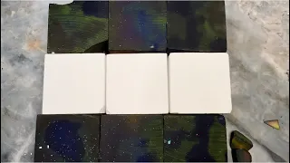 Multi colored dyed blocks and plain blocks
