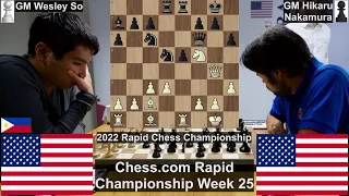 Wesley So vs Hikaru Nakamura. 2022 Chess.com Rapid Chess Championship Week 25. Lucena's Legacy.