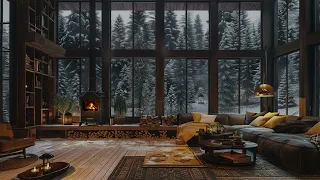 Relaxing Fireplace Ambience丨Deep Sleep in Cozy Cabin with Relaxing Snow丨Winter Howling Cold Wind