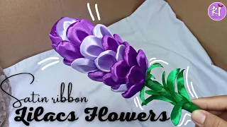 DIY How to make satin ribbon flowers Lilacs easy | Satin ribbon flowers