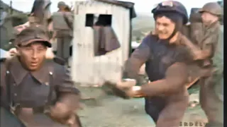 American & British Soldiers Kick & Hit German Prisoners With Guns Tangermünde Bridge Germany 5/10/45