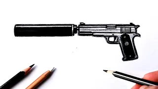 Как нарисовать пистолет | Уроки рисования