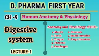 Anatomy and physiology of GIT | CH-9 | Digestive system | HAP | D.Pharm first year