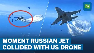 Watch How Russian Jet Collided with US Drone Over Black Sea | Pentagon Declassifies Footage