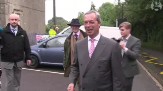 Nigel Farage on his way to vote in Kent