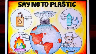 Earth Day Poster Drawing | Save Earth Poster | World Environment Day | Planet Vs Plastic drawing