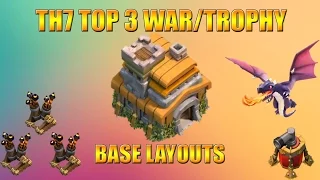 Clash of Clans | Top 3 Town Hall 7 (TH7) War/Trophy Base Layouts WITH 3 AIR DEFENSE