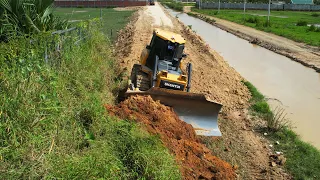 Super Power Bulldozer Cutting And Pushing Soil Building New Road - 12 Wheel Truck Pour Soil Part 14