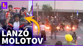 Protestas en Perú: Sujeto lanzó bomba molotov a policía durante manifestaciones en Centro de Lima