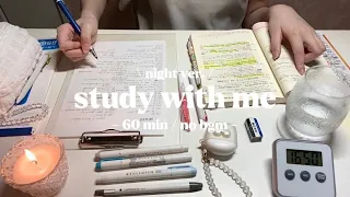 【 study with me】夜の勉強時間を過ごしませんか？🌙🐈‍⬛60 min / no bgm / writing sound .