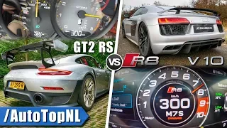 Audi R8 V10 Plus vs Porsche 911 GT2 RS 0-300km/h ACCELERATION TOP SPEED & AUTOBAHN POV by AutoTopNL