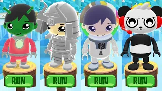 Tag with Ryan - Samu-Ryan vs Green Ry-Glorb Ryan vs Galactic Ryan vs Combo Panda - Run Gameplay