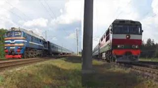 2М62У-0259А+ДРБ1м-02 и ТЭП70-0435 с поездом №648 Минск - Гомель