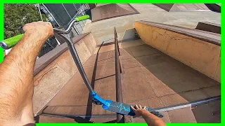 Longest Grind Possible on Scooter at Skatepark!