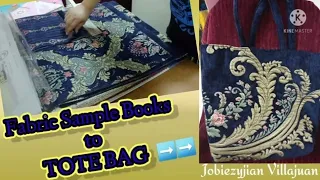 Fabric Sample Books to TOTE BAG||No Zipper Tote Bag 🎒