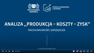 Analiza: produkcja-koszty-zysk. Rachunkowość zarządcza.