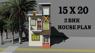 15X20 ELEVATION 2 BHKN PLAN , 15 BY 20 GHAR KA NAKSHA , 15*20 HOUSE PLAN