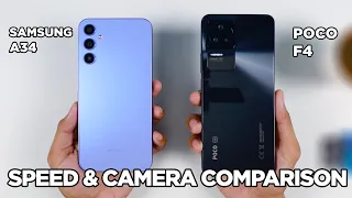 SAMSUNG A34 vs POCO F4 SPEED TEST & CAMERA Comparison | Zeibiz