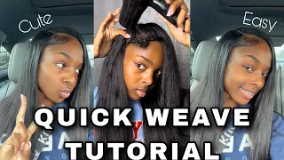 HOW TO: * Easy SIDE PART QUICKWEAVE | w/ LEAVE OUT