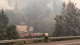 Multnomah Falls Lodge threatened by wildfire