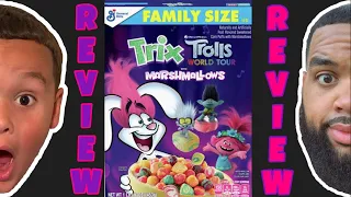 Trix Marshmallows Trolls World Tour Cereal Taste Test Review