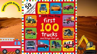 "lift-the-flap first  trucks and things that go", read by Books with Grandma