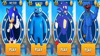 Sonic Dash vs Go Sanic Goo MEME vs Huggy Waggy Run vs Rainbow Friends - All Characters Unlocked