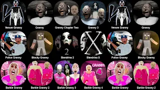 Venom Granny,Granny 1+2+3,Police Granny, Blocky Granny, Slendrina X, Barbie Granny 1+2+3+4