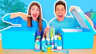 FARE LO SLIME SOLO CON INGREDIENTI AZZURRI CHALLENGE!!