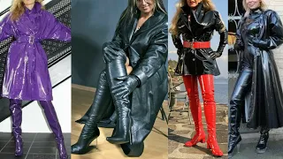 fabulous and eye-catching latex leather long power dresses women and girls
