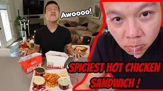 Eating Howlin’ Ray’s Spiciest Nashville Hot Chicken Sandwich! Spiciest sandwich I've ever had!!!
