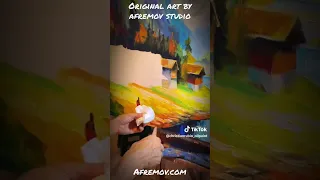 Original oil painting on canvas by artist of afremov art studio . Creation of painting of Swiss alps