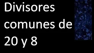 Divisores comunes de 20 y 8 . simultaneamente dividan a