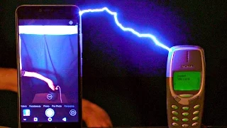 Charging NOKIA 3310 with one million volts! A 10-core Smartphone vs NOKIA! Who wins?