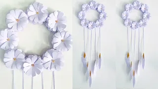 EASY PAPER FLOWER WALL HANGING | PAPER WALL DECOR | White Paper crafts | DIY