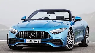 New 2022 Mercedes AMG SL 43 Roadster Sports Car - Luxury Exterior Interior Design and Drive