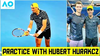 Rafael Nadal Practice with Hubert Hurakcz at Australian Open 2023